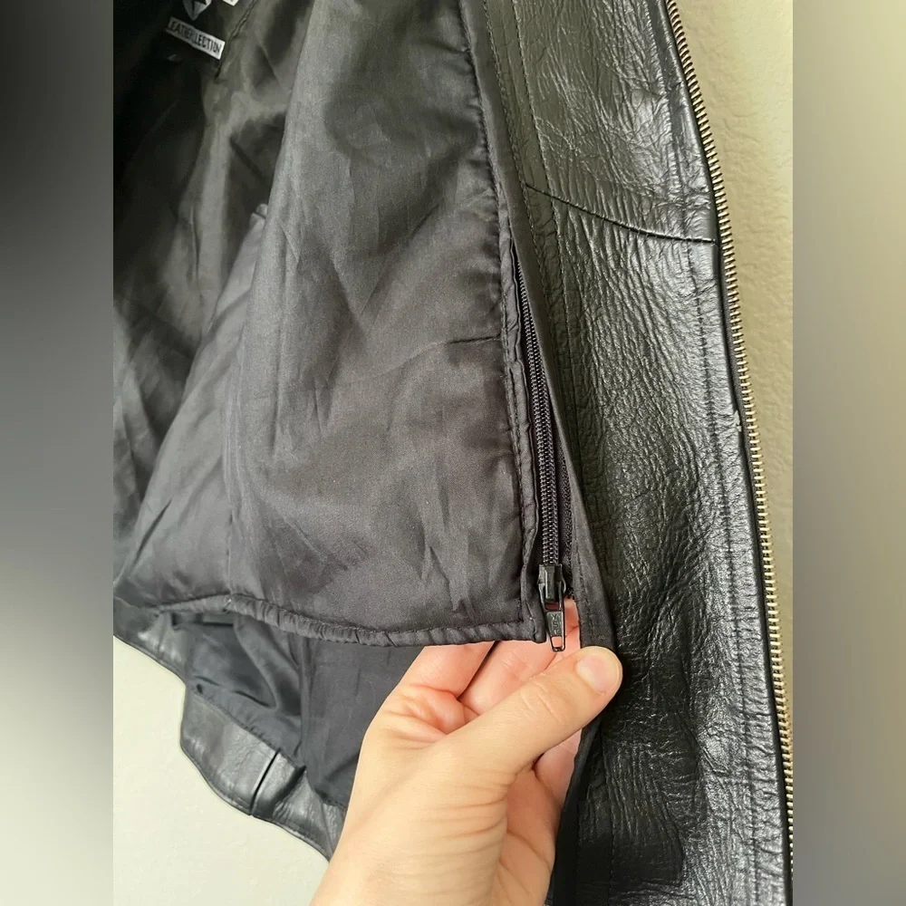 Motorcycle Apparel Industry Shaf Black Motorcycle Leather Jacket Men’s Size L